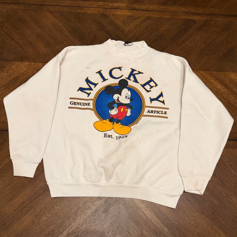 Vintage Mickey Unlimited Jerry Leigh Sweatshirt Cream Graphic Pullover Large